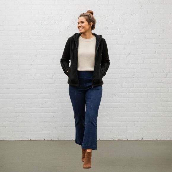 INC Crop Jeans 12 Pull On Wide Leg Stretch Denim Blue Cotton Comfy 💙 - Picture 1 of 13